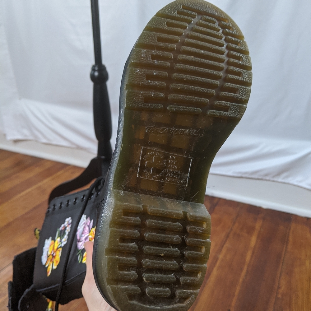 Dr. Martens Black Floral Embroidered Combat Boots - Picture 7 of 8
